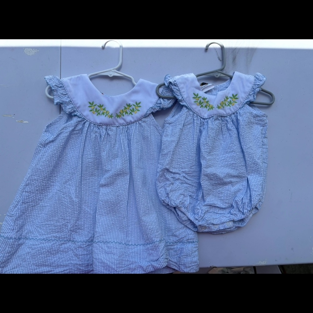 Smocked lemon dress and bubble